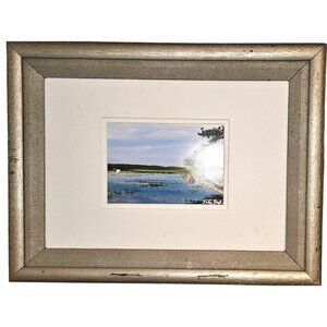 Framed Photograph Landscape Marsh By John Todd Wetlands Scene Palm Tree & Egret